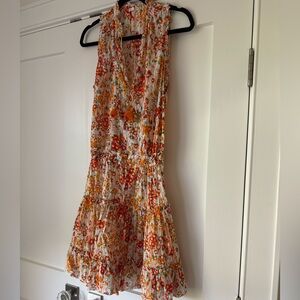 Poupette St. Barth Floral Midi Dress - Orange, Yellow and Blue